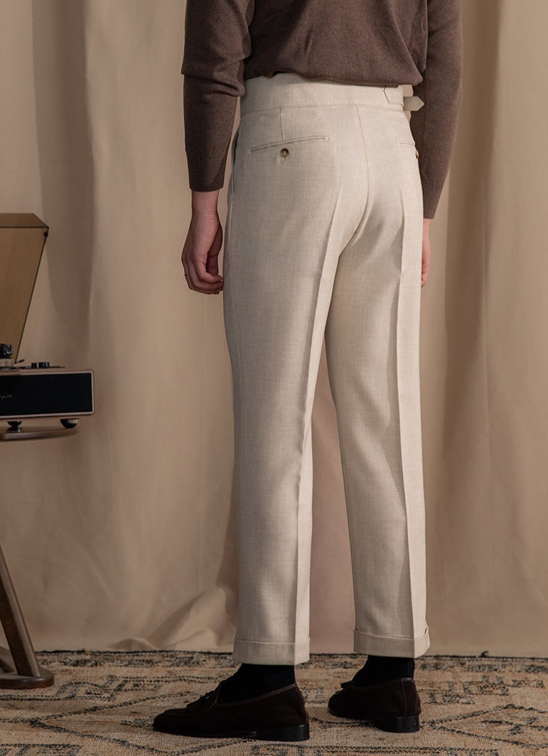Men's Vicenza Gurkha Double Pleated Straight Fit Trousers