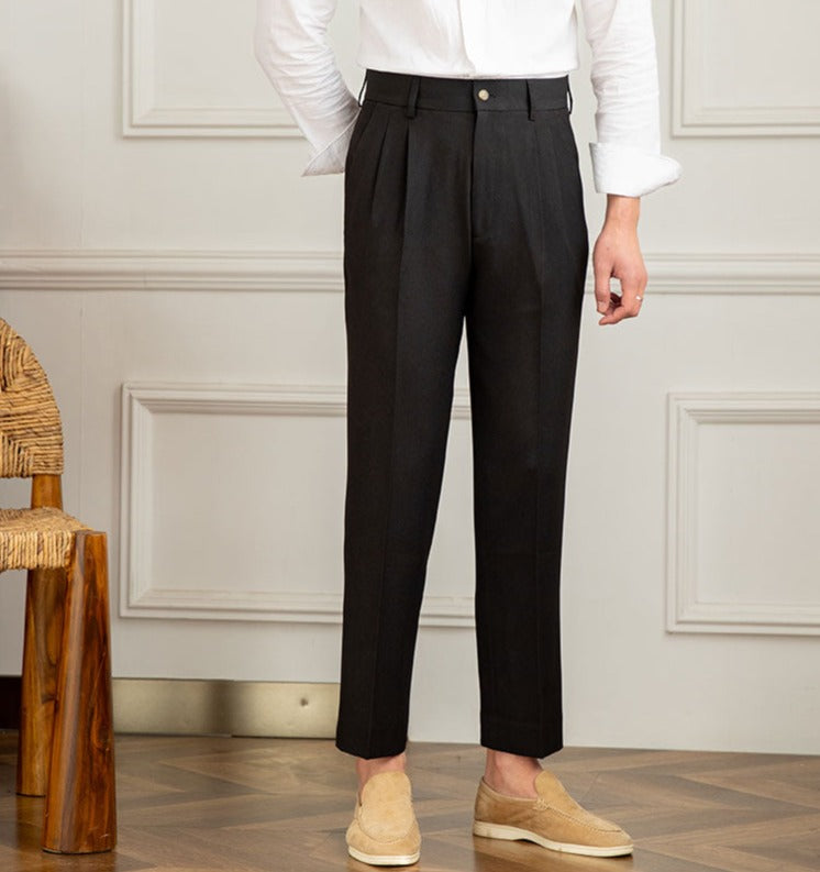 Men’s Double Pleated Straight Fit Trousers