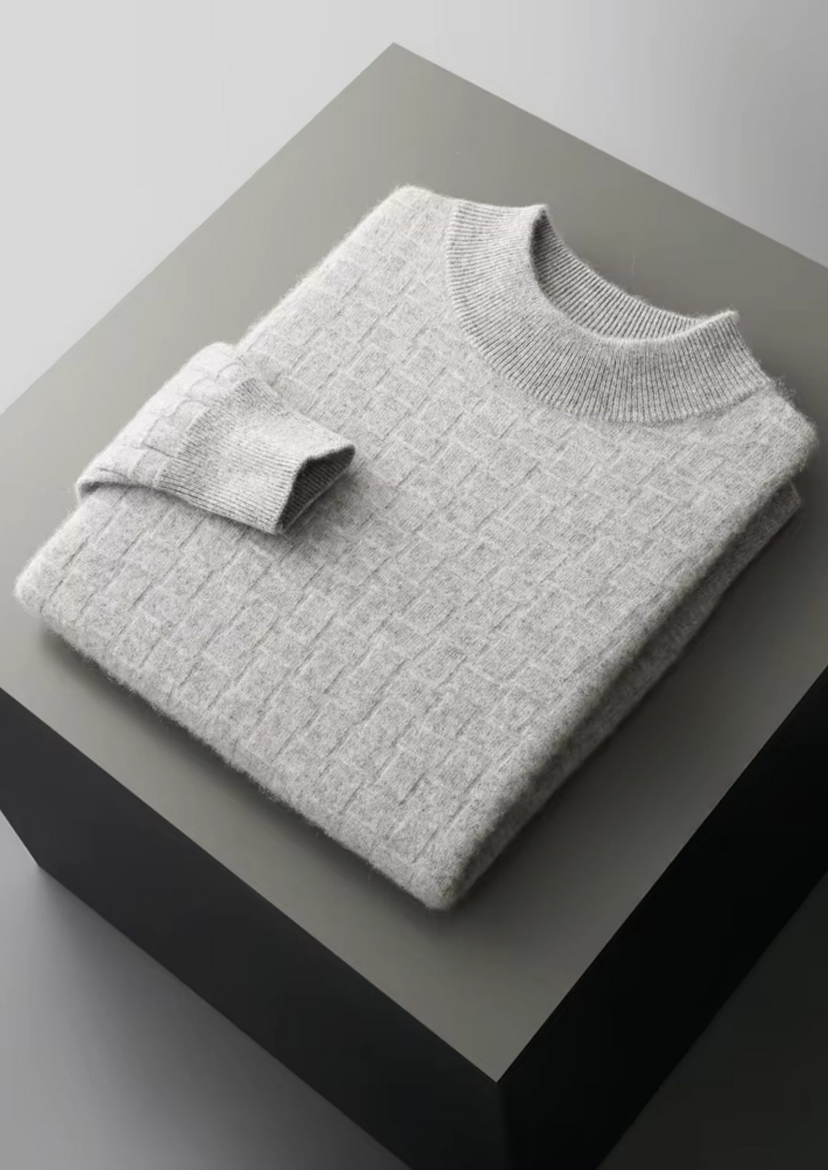 Men’s Wool Textured Mock Neck Sweater