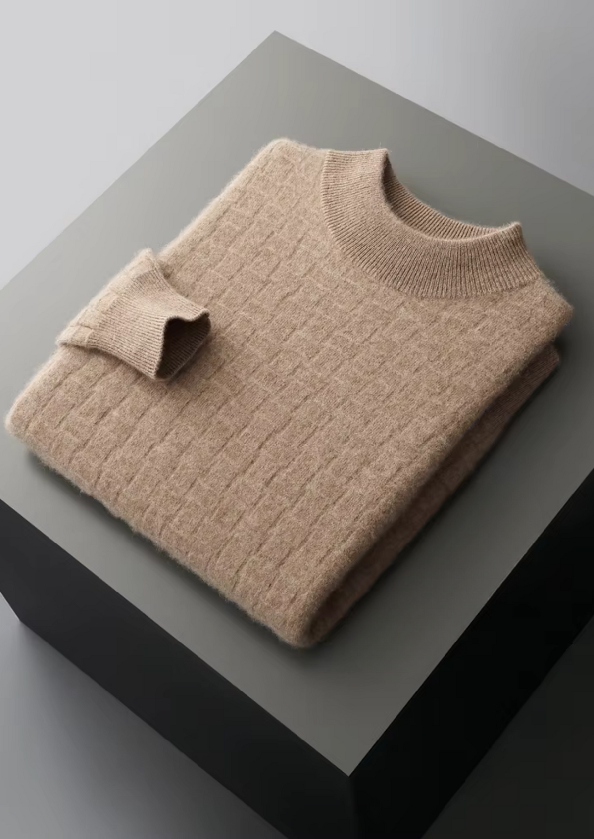 Men’s Wool Textured Mock Neck Sweater