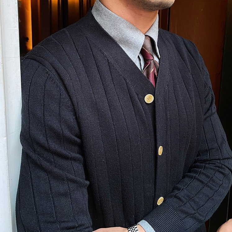 Men’s Pleated Knit Cardigan
