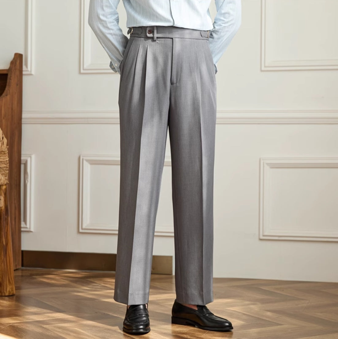 Men's  Grosseto Wide Fit Double Pleated Trousers