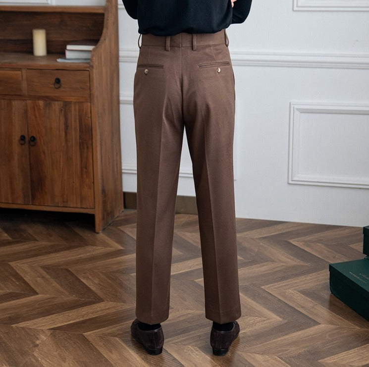 Men's Wool Felt Straight-Fit Trousers