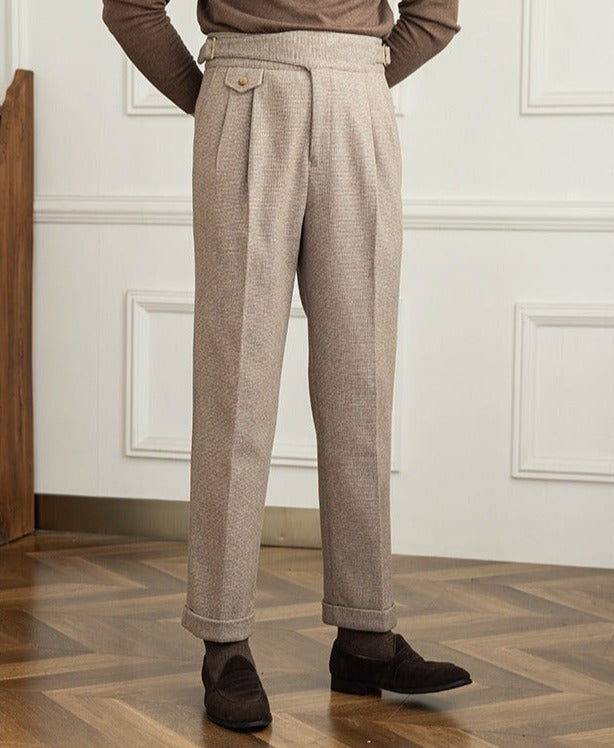 Men's Textured Houndstooth Straight-Fit Trousers