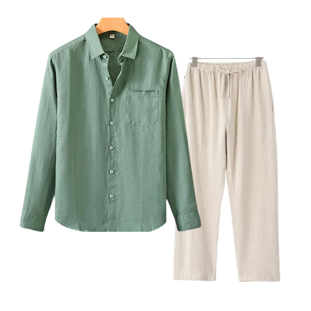 Men’s Linen Shirt and Shorts Set