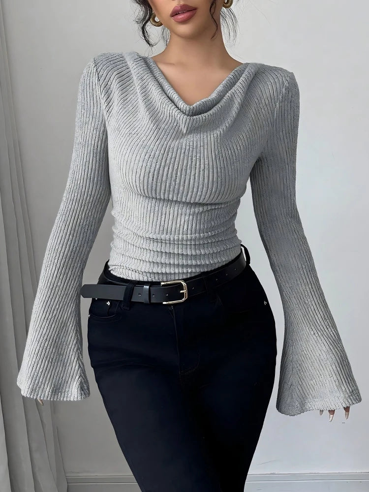 Women’s Cowl Neck Bell Sleeve Top