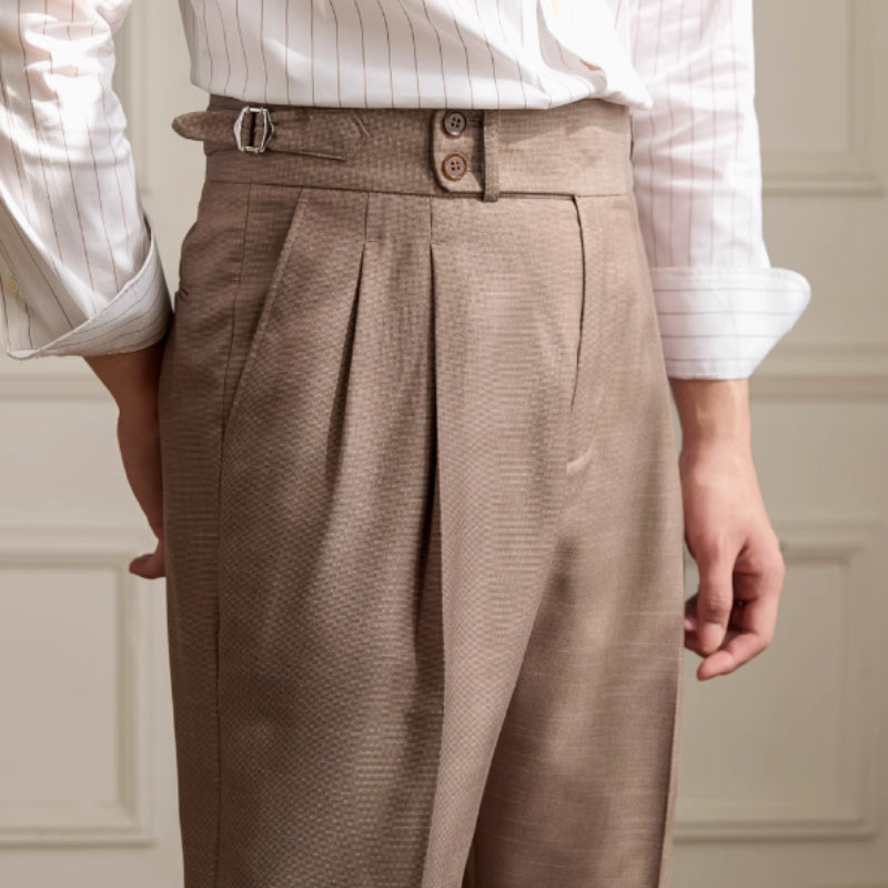Men's  Trieste Straight Fit Double Button Pleated Trousers