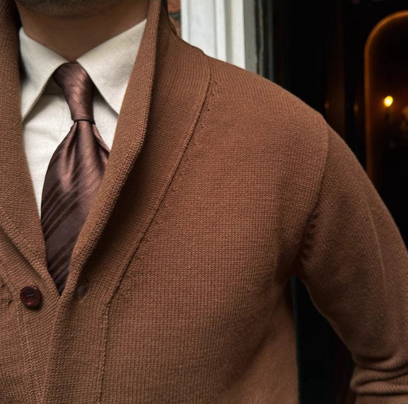 Men’s Cotton Blend Knitted Shawl Collar Cardigan