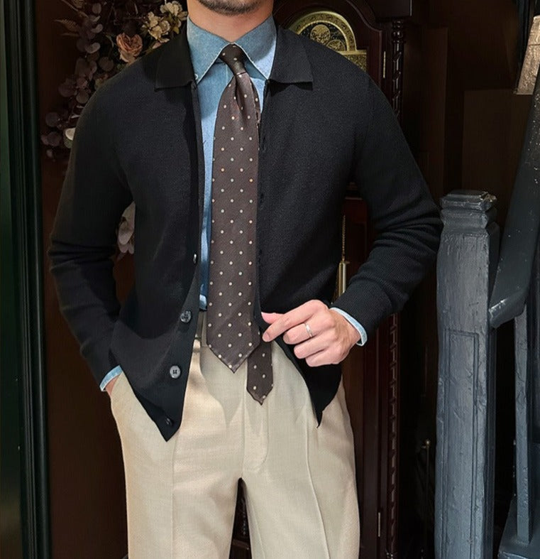 Men’s Collared Button-Up Cardigan