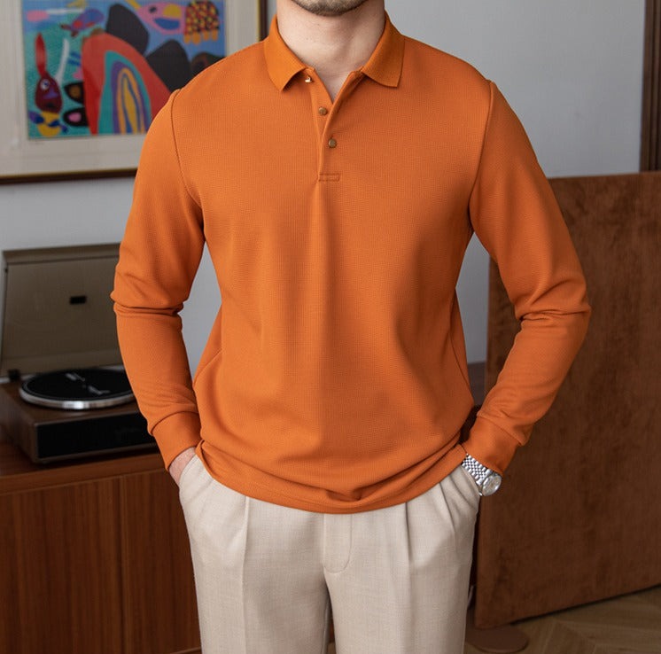 Men’s Cotton Blend Knit Long Sleeve Polo Shirt
