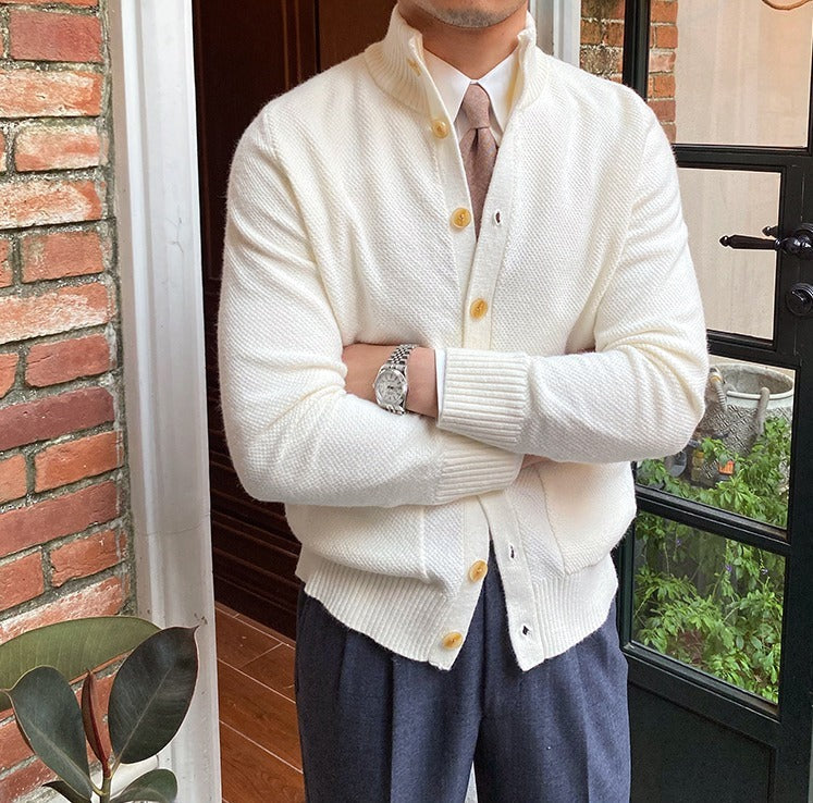 Men's Textured Button Up Knit Cardigan