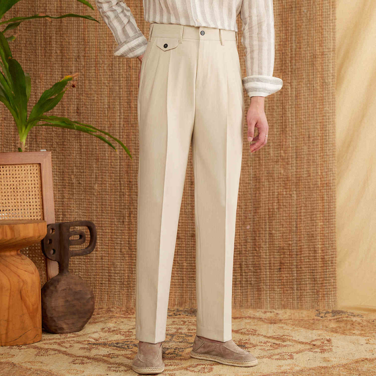 Men’s Straight Fit Trousers with Coin Pocket