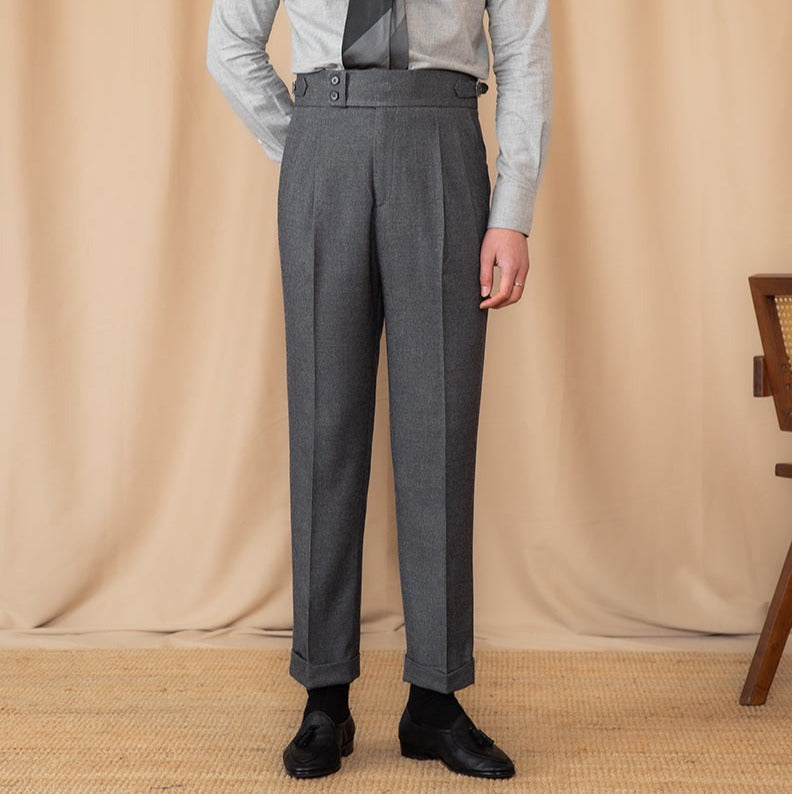 Men’s Double Pleated Straight Fit Trousers