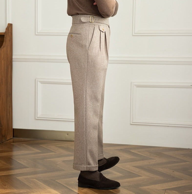 Men's Textured Houndstooth Straight-Fit Trousers