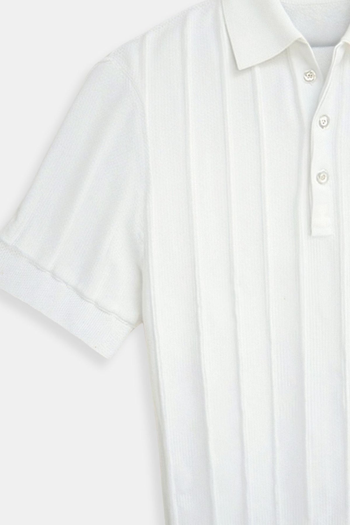 Men’s Vertical Striped Button-Up Polo Shirt