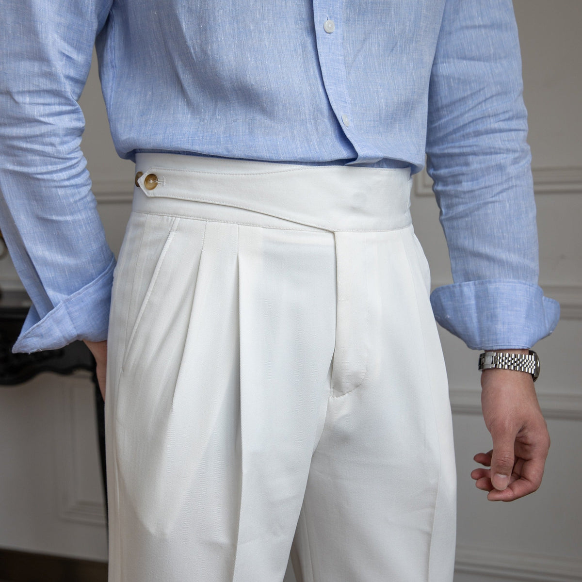 Men's Straight-Fit Trousers with Pleats