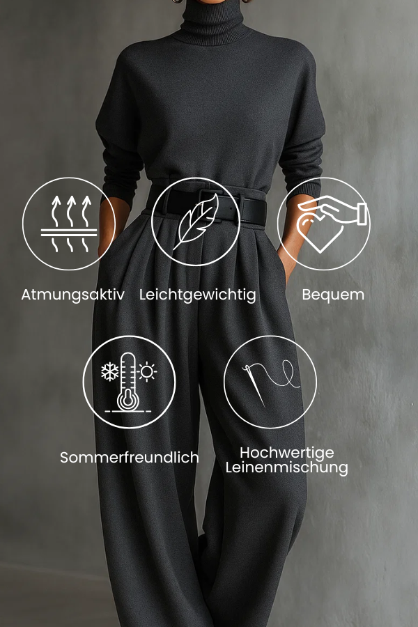 Womens Melian – Jumpsuit with Turtleneck, Wide Legs, and Belt