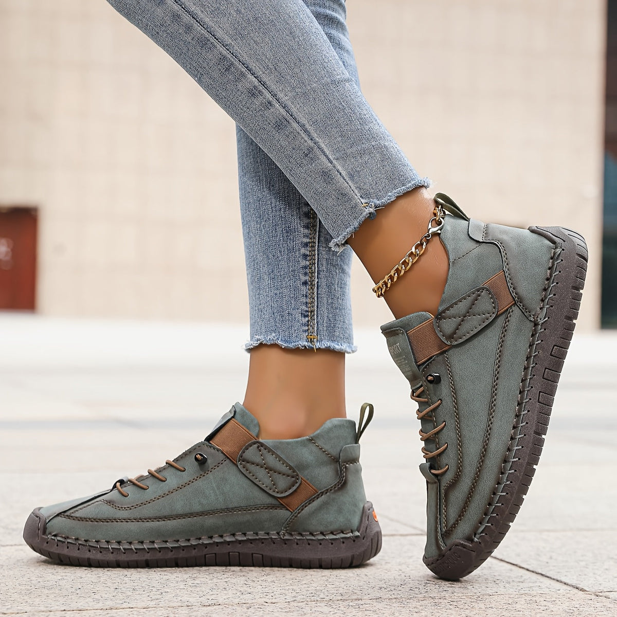 Women’s Orthopedic Sneakers, Lightweight Genuine Leather Shoes with Cushioned Sole