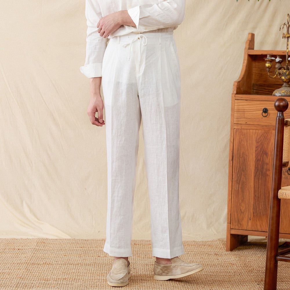 Men’s Pleated Linen Trousers