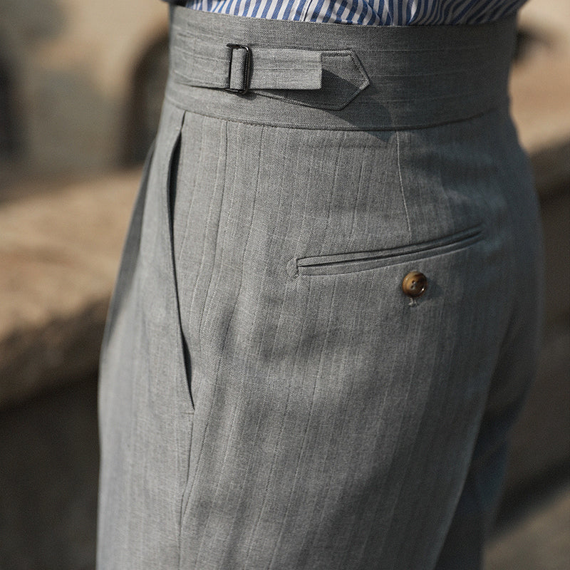 Massismo Pinstripe Pleated Trousers