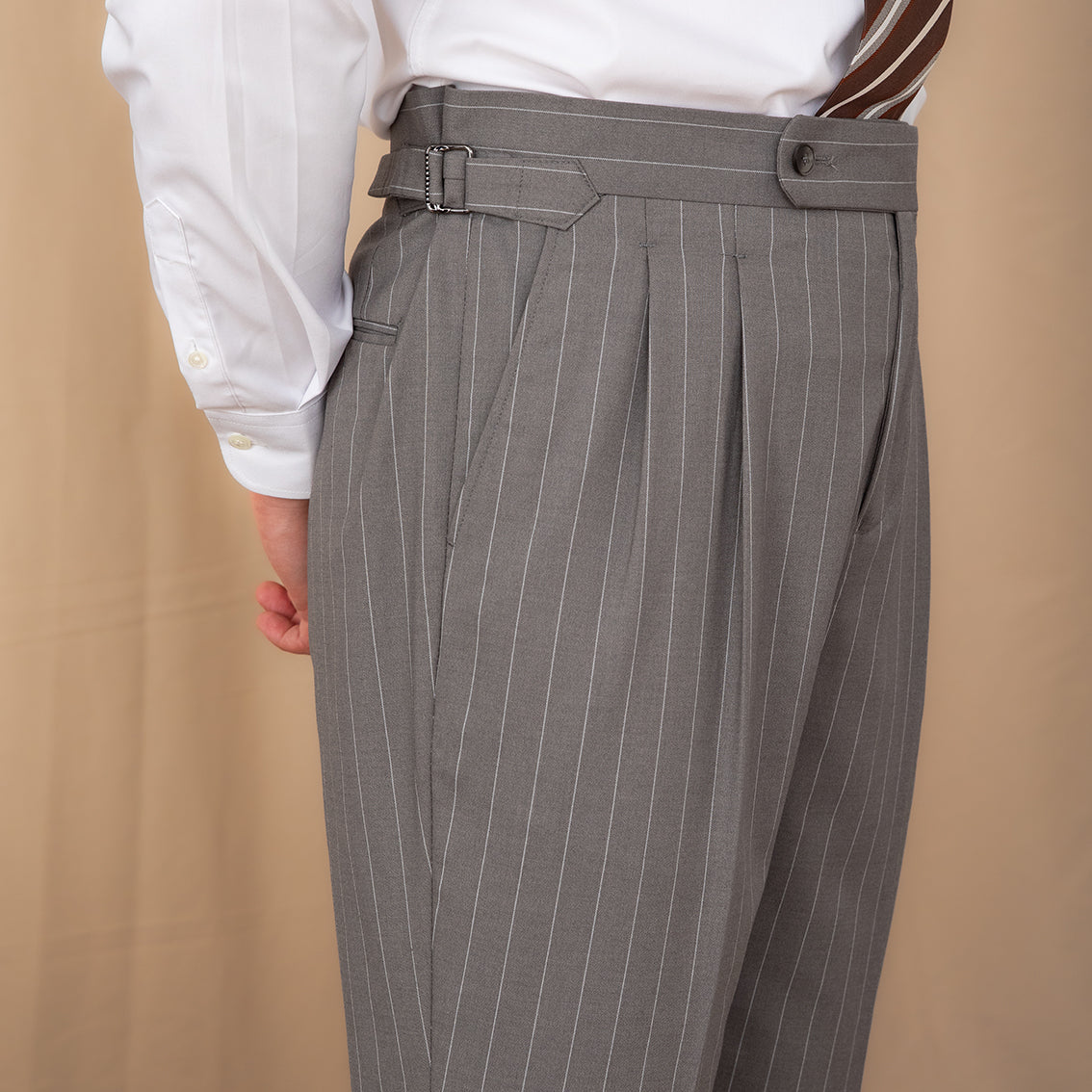 Men’s Pinstripe Double Pleated Trousers