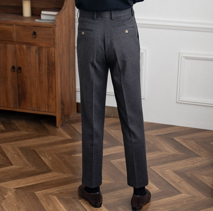 Men's Wool Felt Straight-Fit Trousers