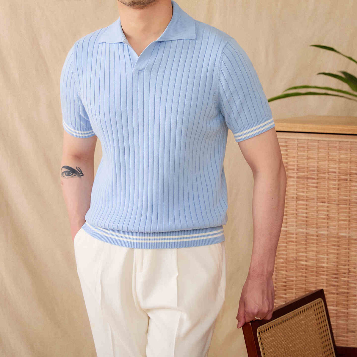 Men's Antibes Ribbed Cotton-Blend Polo
