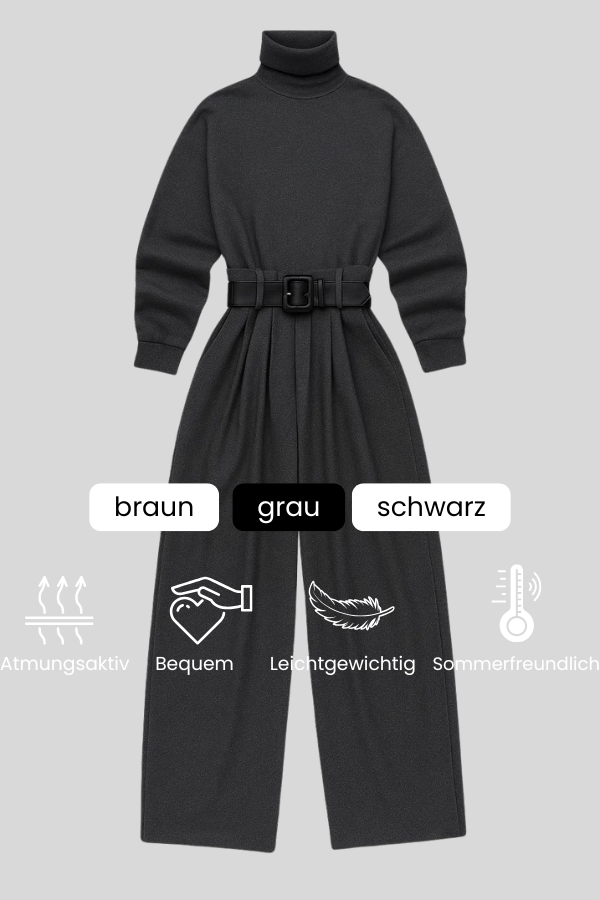 Womens Melian – Jumpsuit with Turtleneck, Wide Legs, and Belt