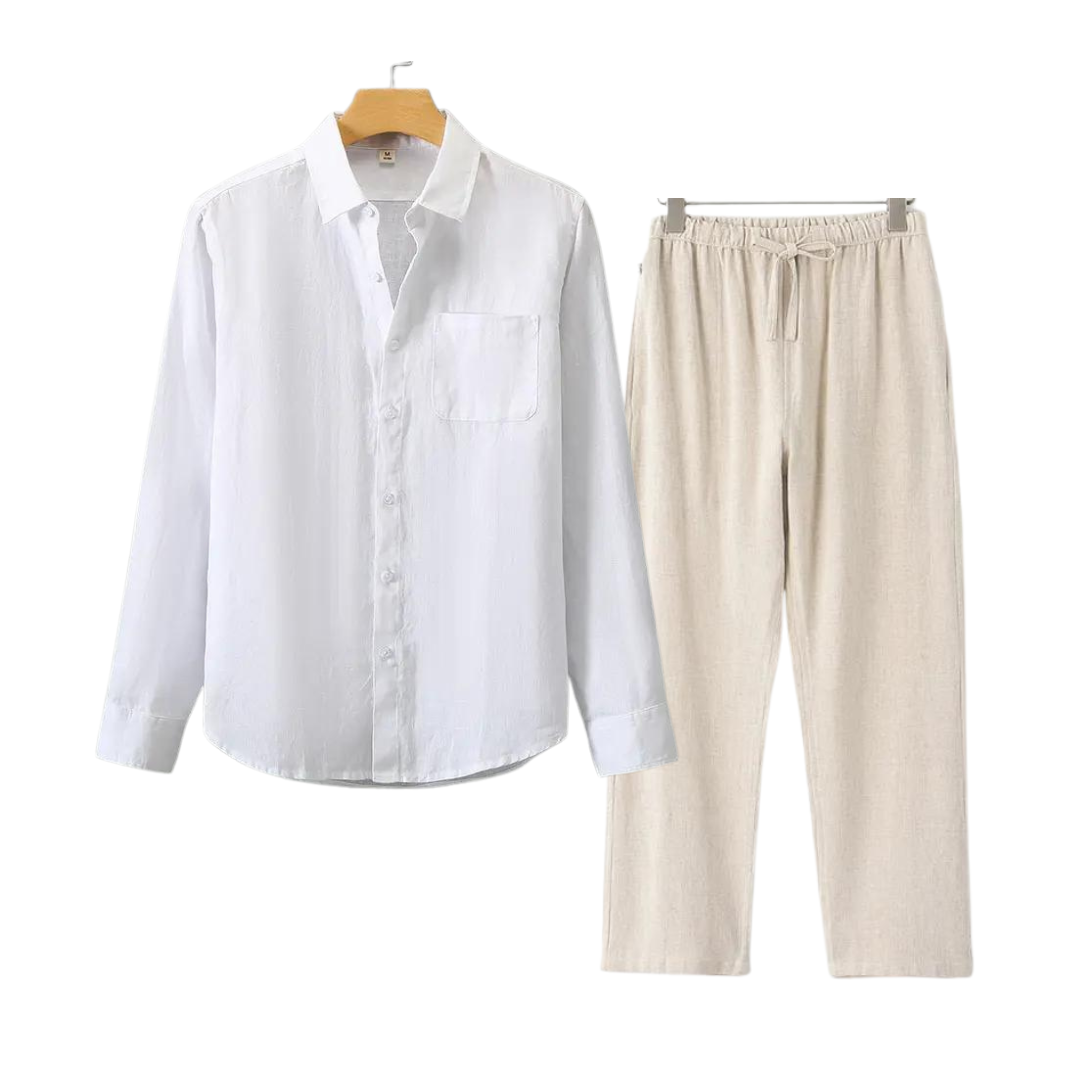 Men’s Linen Shirt and Shorts Set