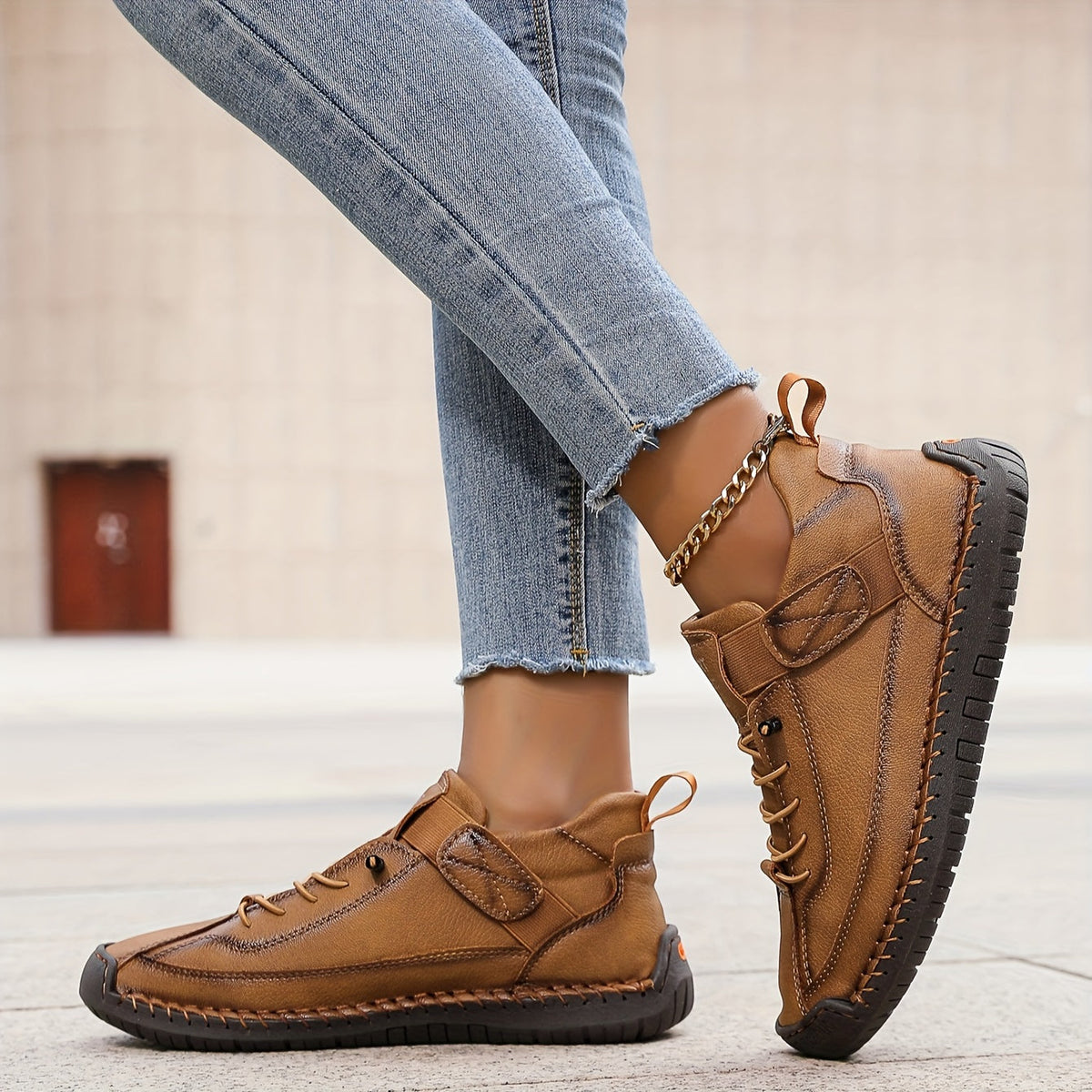 Women’s Orthopedic Sneakers, Lightweight Genuine Leather Shoes with Cushioned Sole
