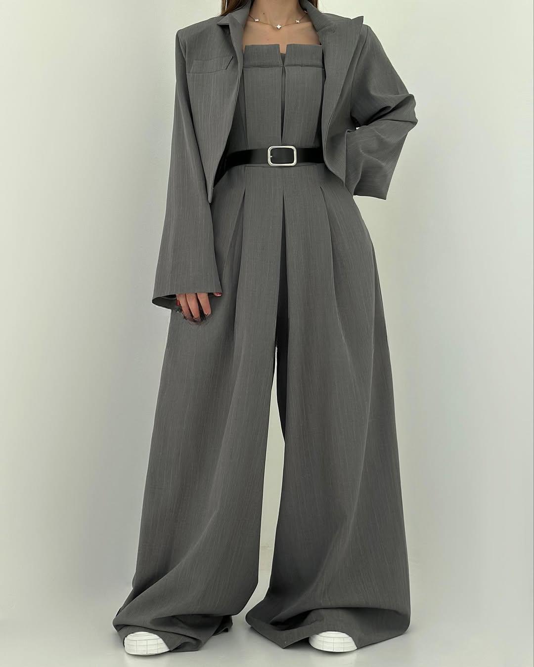 Women’s Strapless Blazer-Style Jumpsuit