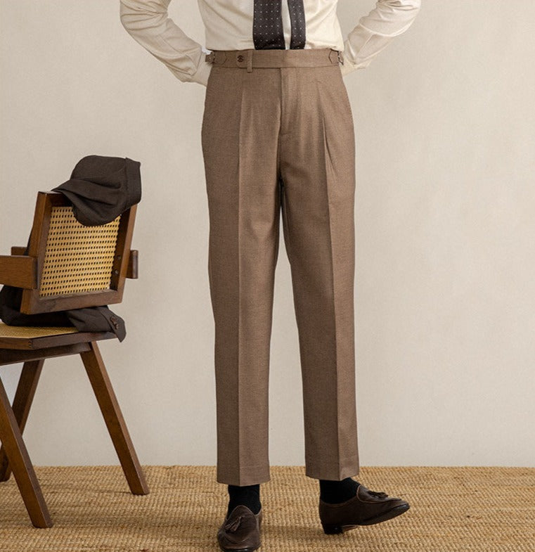 Men's Denim Workwear Trousers with Double Pleats