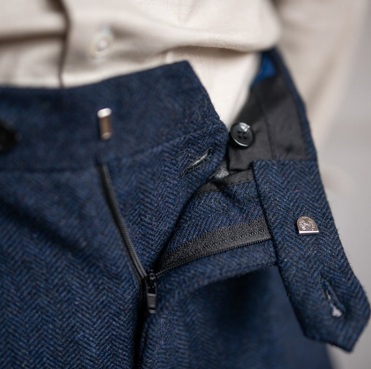 Men's Herringbone Wool Blend Suit Trousers