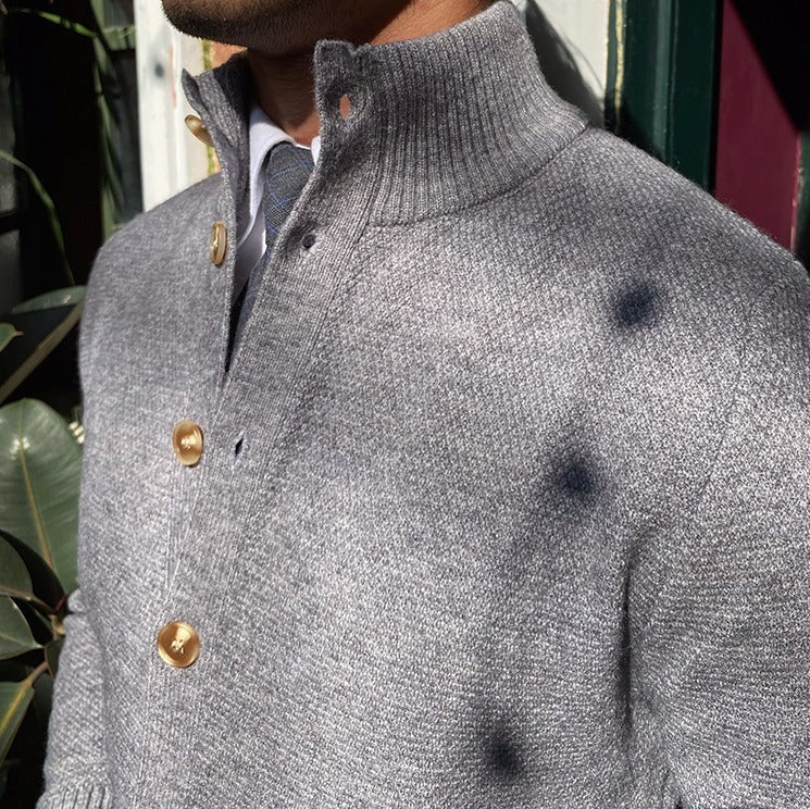Men's Textured Button Up Knit Cardigan