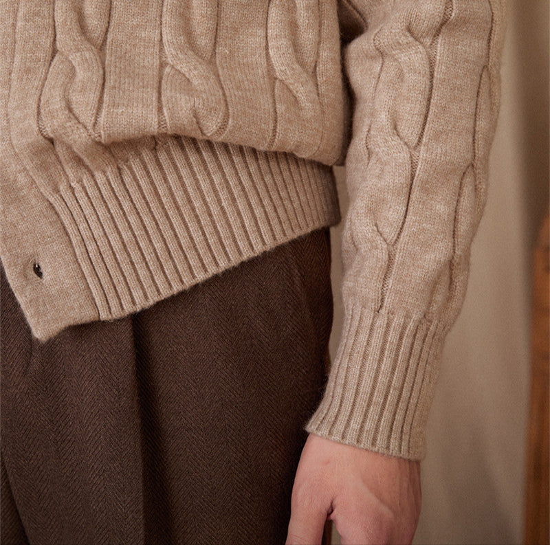 Men’s Cable Knit Shawl Collar Cardigan