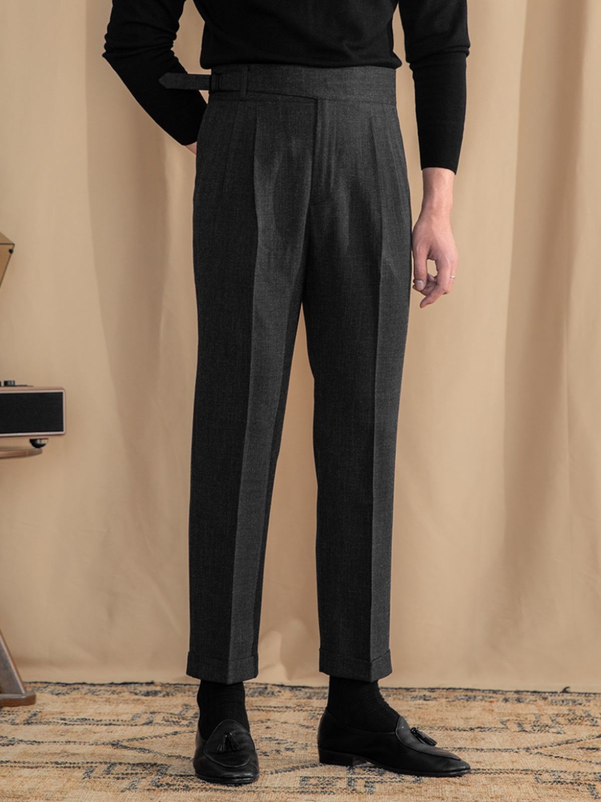 Men's Vicenza Gurkha Double Pleated Straight Fit Trousers