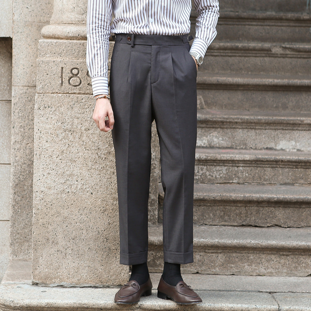 Men's Wool Blend Trousers with Pleats
