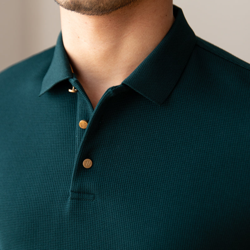 Men’s Cotton Blend Knit Long Sleeve Polo Shirt