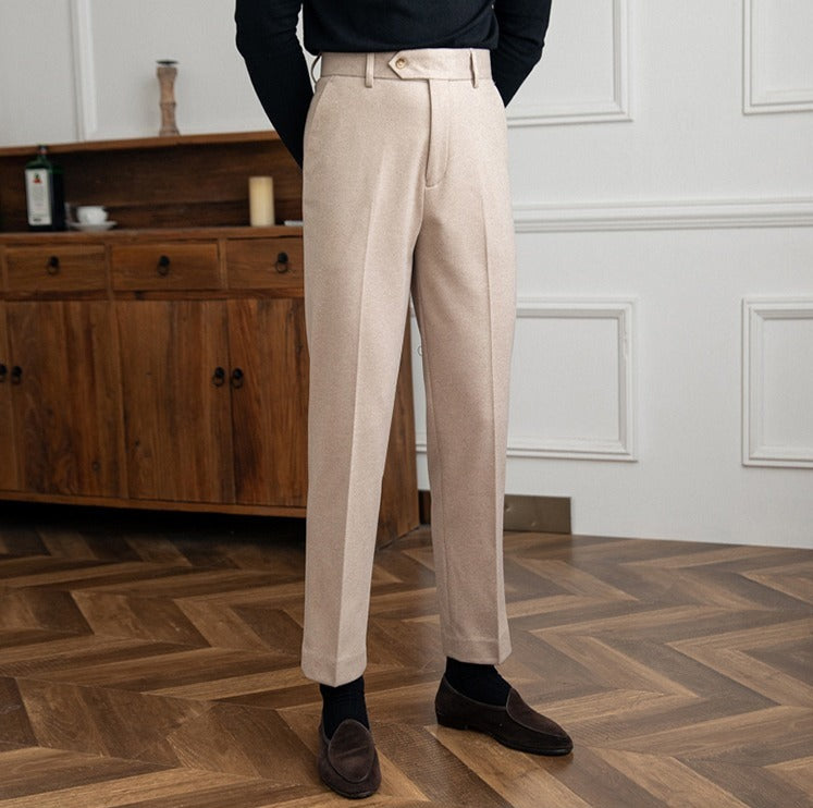 Men's Wool Felt Straight-Fit Trousers