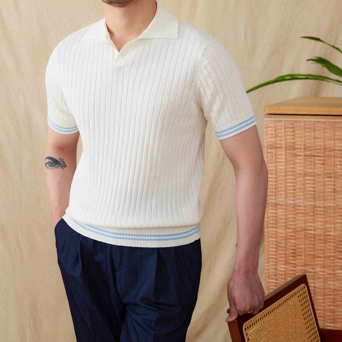 Men's Antibes Ribbed Cotton-Blend Polo