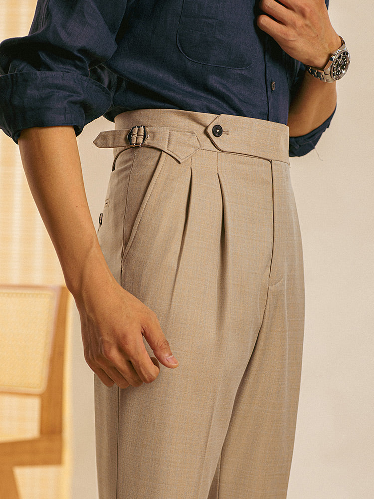 Men's Straight-Fit Trousers with Double Pleats