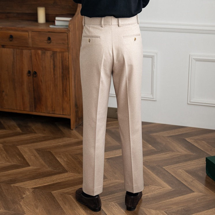 Men's Wool Felt Straight-Fit Trousers