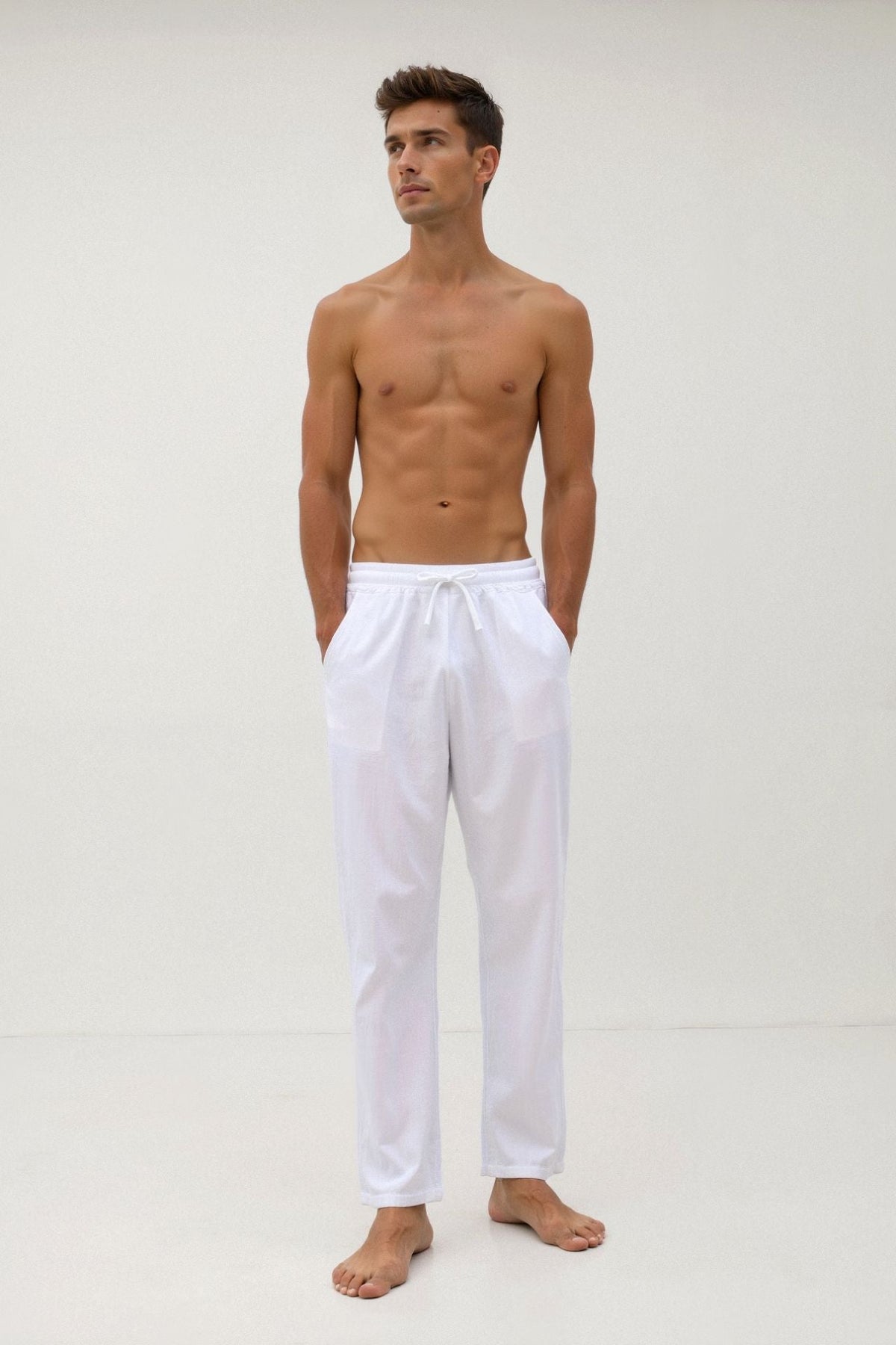 Men's Cotton & Linen Blend Drawstring Pants