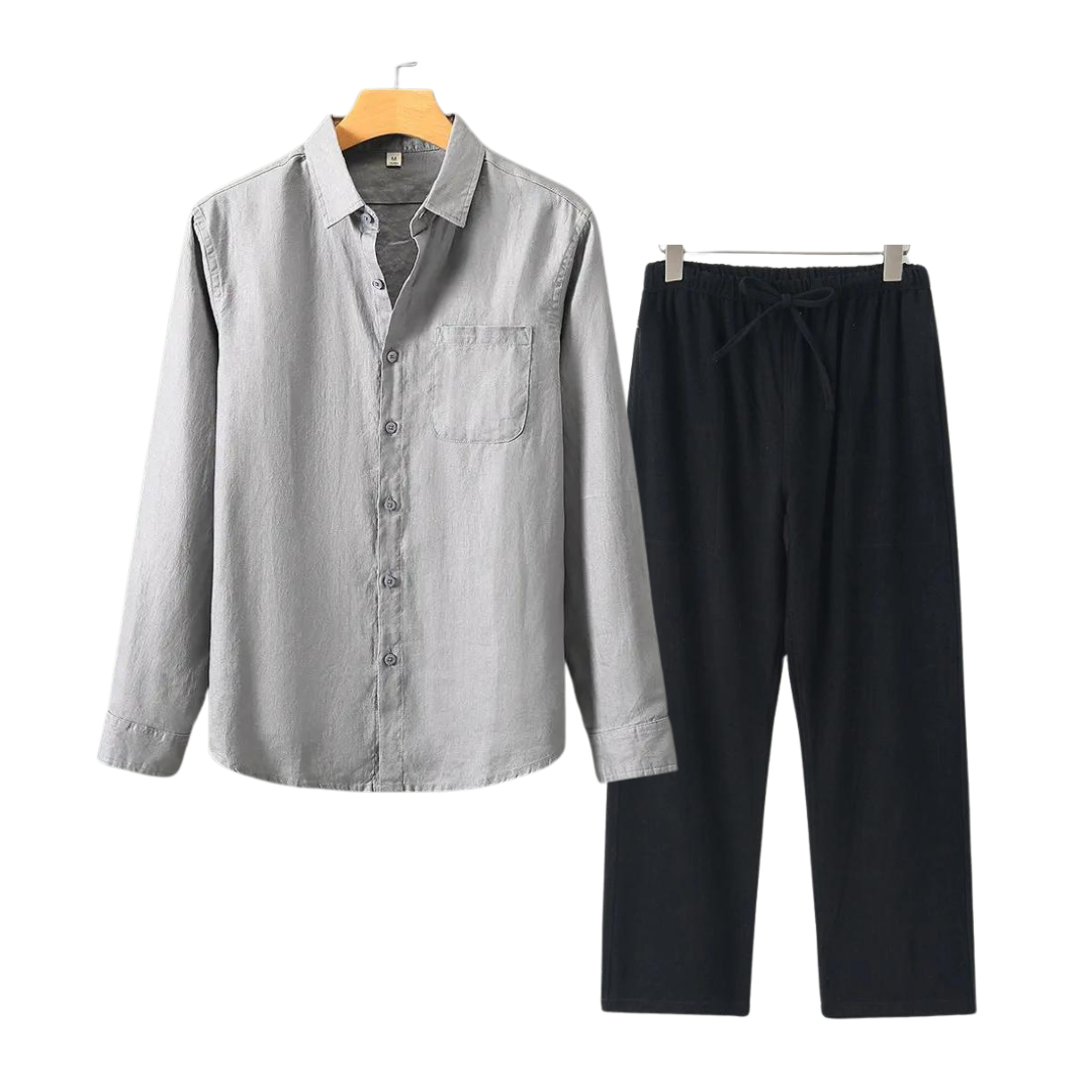 Men’s Linen Shirt and Shorts Set