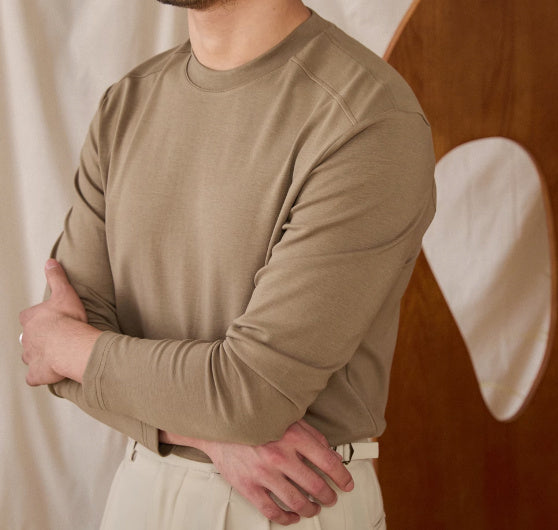Men's Basic Cotton Blend Soft Touch Long Sleeve T-Shirt