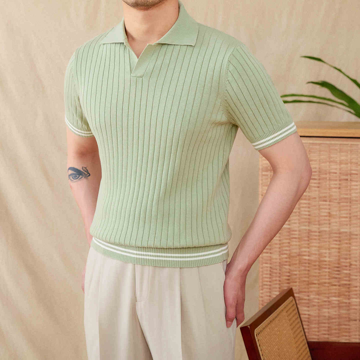 Men's Antibes Ribbed Cotton-Blend Polo