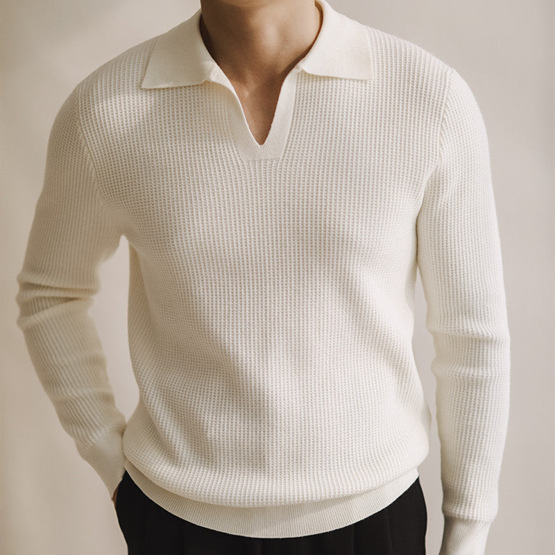 Men's Relaxed Knit Polo Sweater