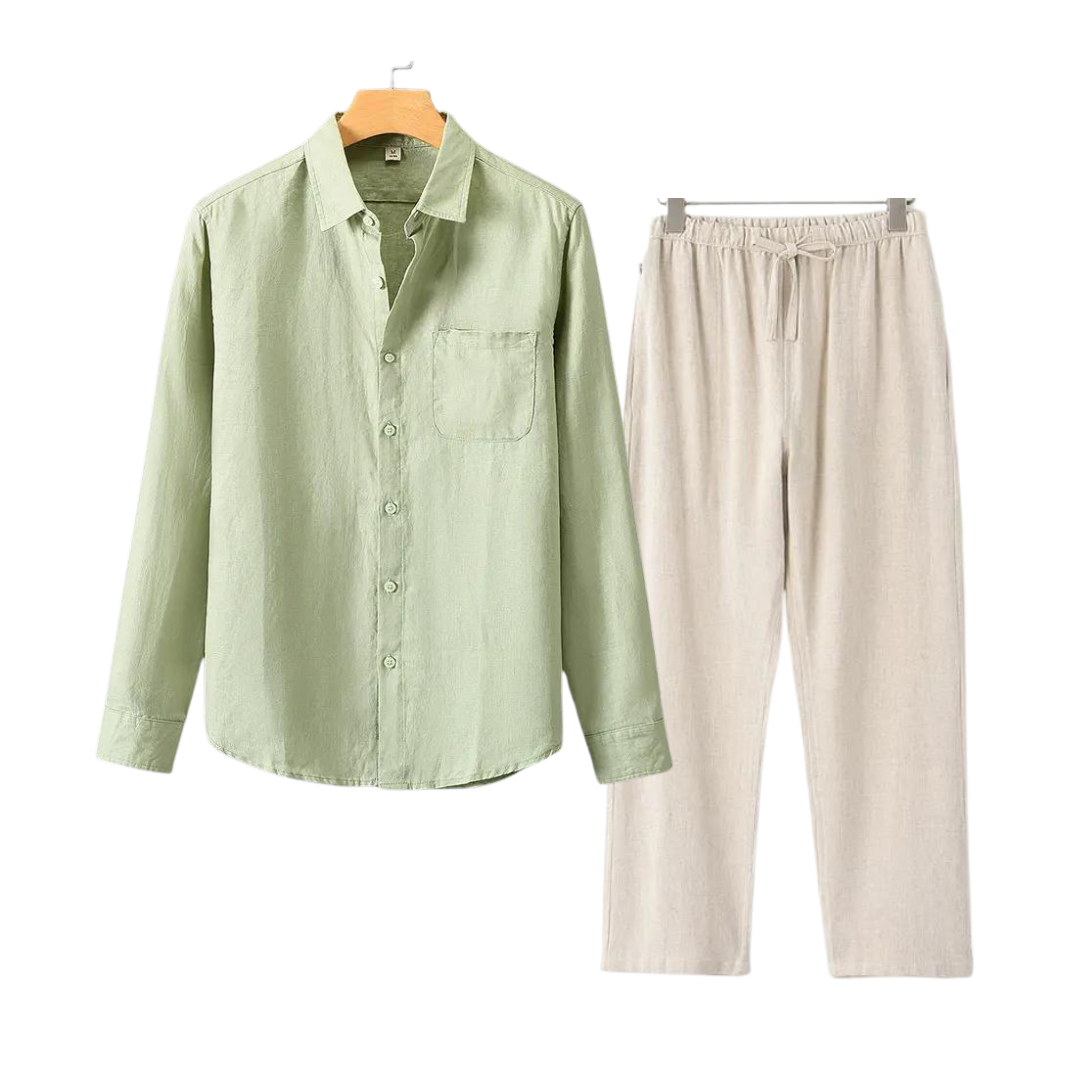 Men’s Linen Shirt and Shorts Set