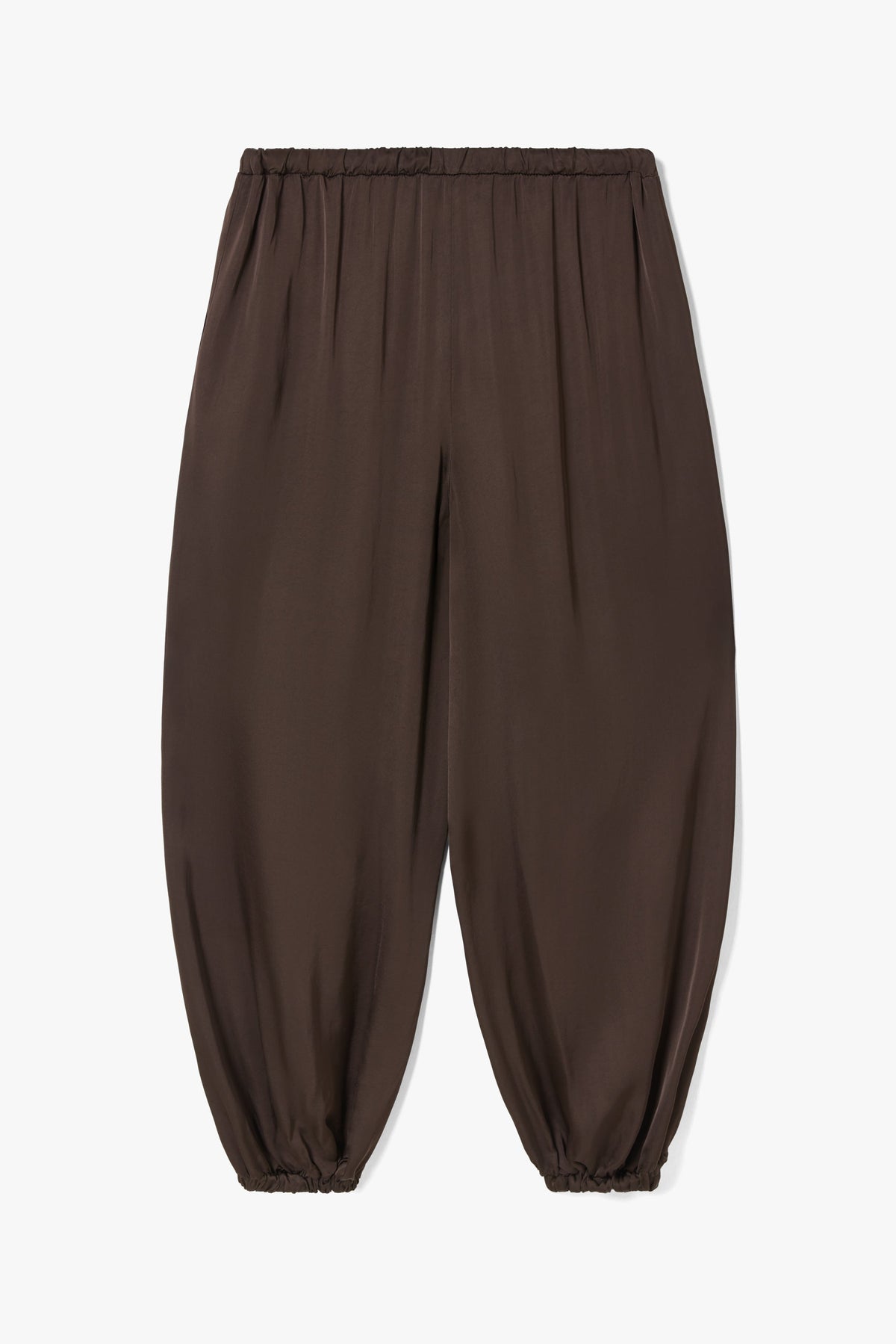 Women’s Espresso Brown Balloon Satin Trousers