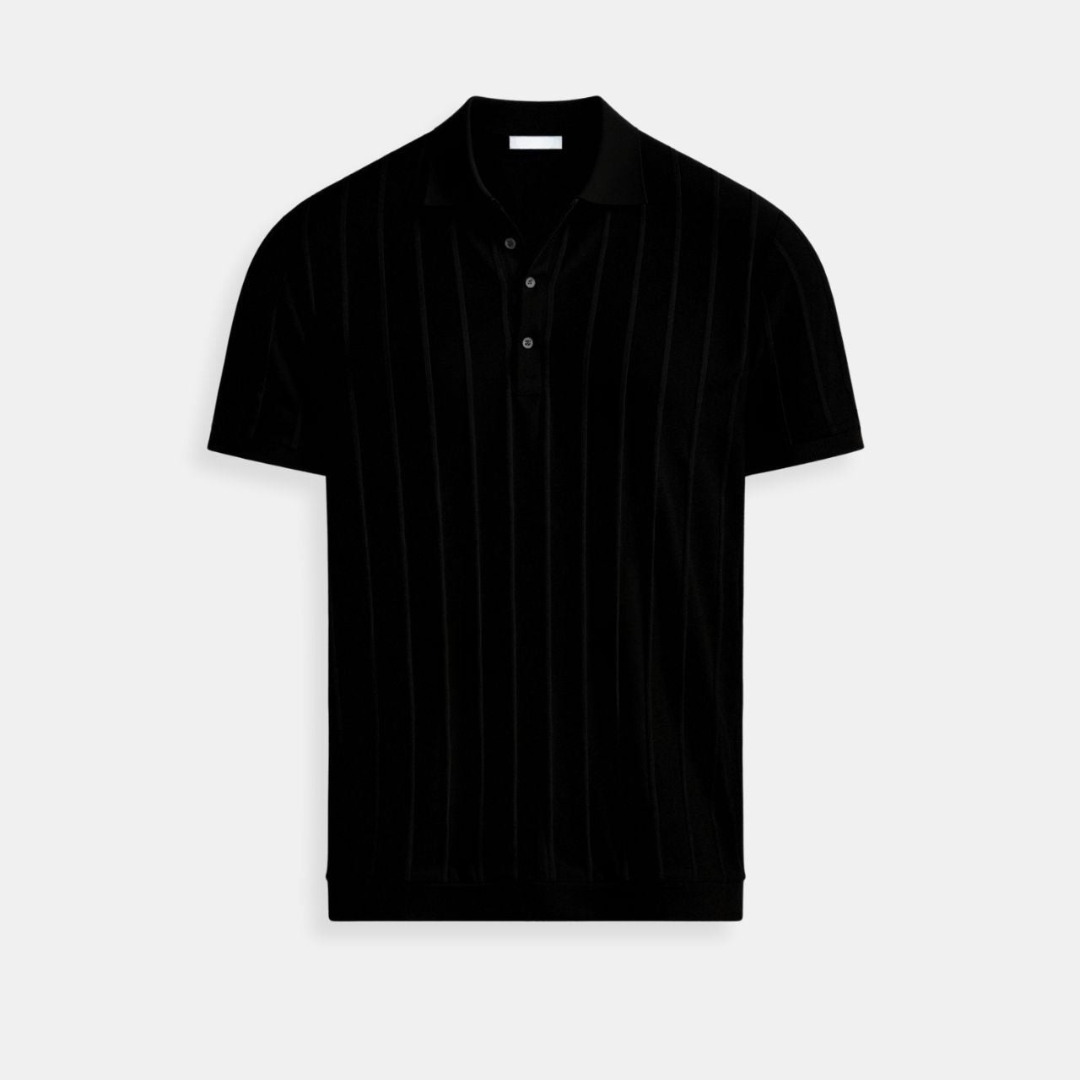 Men’s Vertical Striped Button-Up Polo Shirt